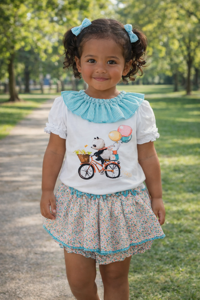Conjunto panda bicicleta niña – Yupis Kids